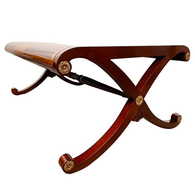 Late 20th Century Neoclassical Flame Mahogany & Satinwood Inlaid Curule Coffee Table For Sale - Image 12 of 18