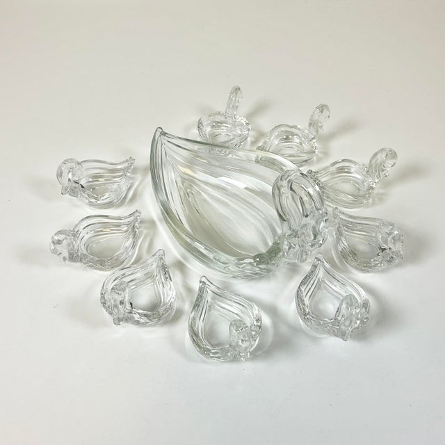 1950s Vintage Hollywood Regency Art Deco Swan Salt Cellars & Butter Dish - Set of 10. For Sale - Image 6 of 18