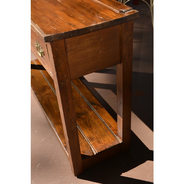 Burnt Umber Antique English Pine Sideboard / Console Table W/ 2 Drawers & Removable Open Plate Rack For Sale - Image 8 of 18