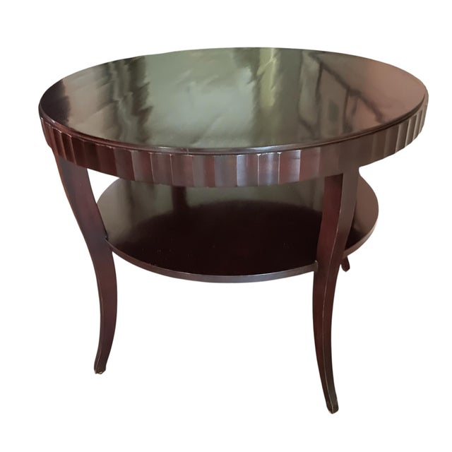 Contemporary Barbara Barry for Baker Fluted Edge Side Table. Mahogany For Sale - Image 3 of 9