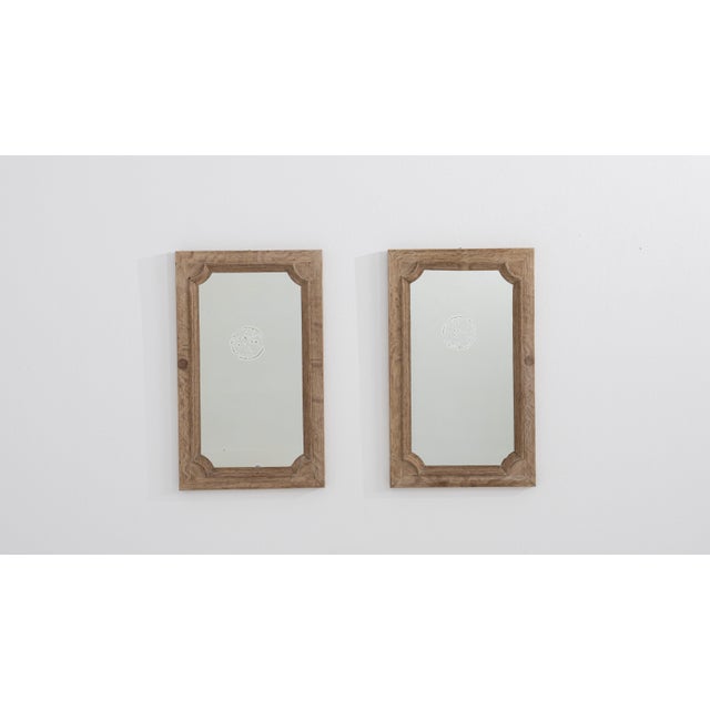 Wood Circa 1900 French Pair of Oak Wall Mirrors For Sale - Image 7 of 11
