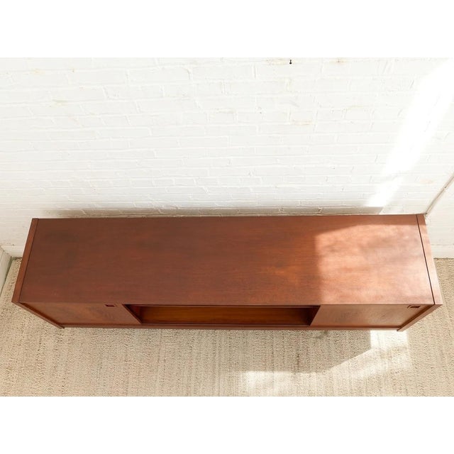 Chocolate Vintage Teak Credenza With Two Sliding Doors For Sale - Image 8 of 12