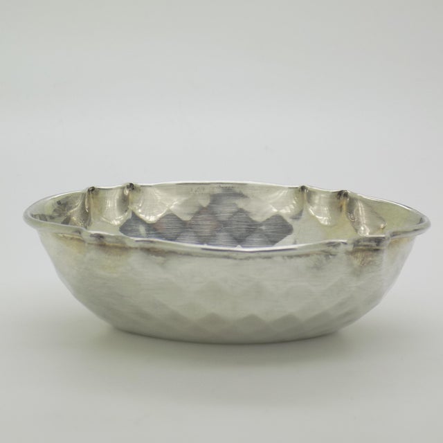 Metal Vintage Italian Genuine Silver 800 Diamond Pattern Mini Bowl Coin Tray, Brescia, 1970s For Sale - Image 7 of 11
