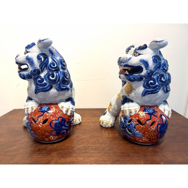 Vintage Japanese Ceramic Foo Dog Guardian Lions – Pair For Sale - Image 12 of 12