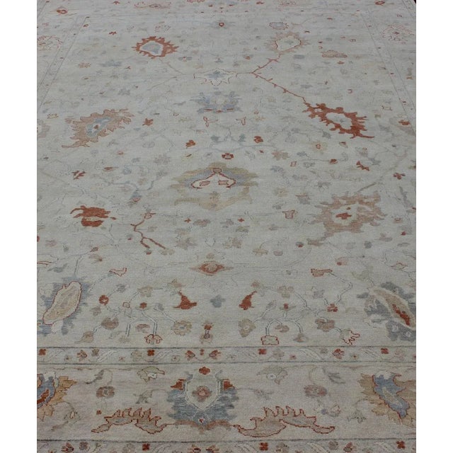 Textile Modern Oushak Rug With All-Over Floral Design in Wool by Keivan Woven Arts For Sale - Image 7 of 12