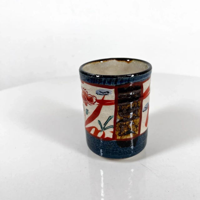 Mid-Century Modern 1960s Asian Art Pottery Oriental Flower Cup For Sale - Image 3 of 10