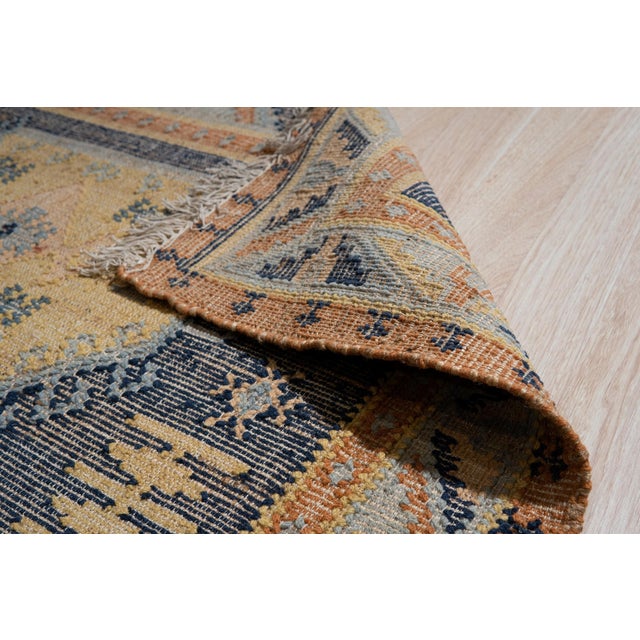 5x8 Luna Kilim Blue Traditional Medallion Hand Knotted Wool Carpet Rug For Sale In New York - Image 6 of 10