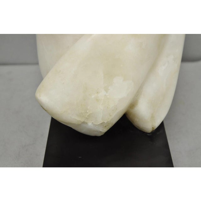 Stone Vintage Modernist Abstract Carved Alabaster Marble Female Bust Figure Sculpture For Sale - Image 7 of 18