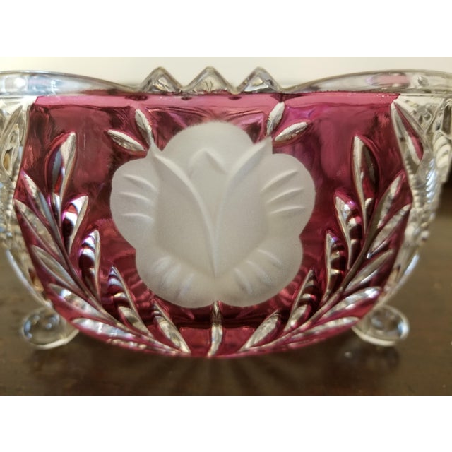 Cut to Clear Crystal Ruby Flash Fruit Bowl For Sale - Image 12 of 13