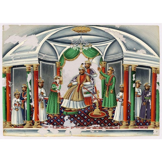 Indian Company School, Rajah in Durbar, 1800s, Gouache on Paper For Sale - Image 6 of 9