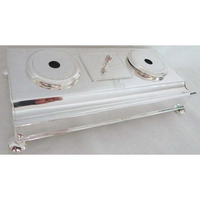 Early 20th Century English Silver-Plated Double Inkwell For Sale - Image 11 of 11