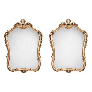 French Rococo Gilt Wood Mirrors, 1950s, Set of 2 For Sale