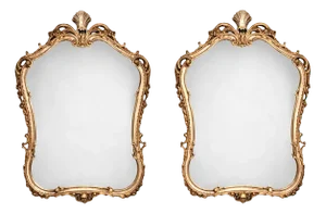 French Rococo Gilt Wood Mirrors, 1950s, Set of 2