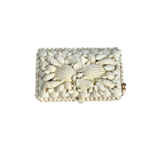 Vintage Folk Art White Shell Box For Sale - Image 6 of 14