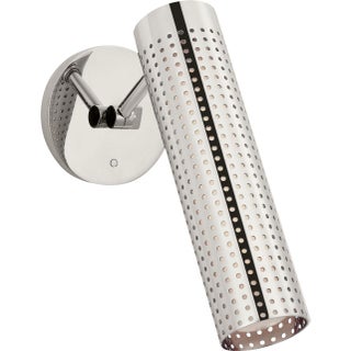 Kelly Wearstler for Visual Comfort Signature Precision 12" Articulating Sconce in Polished Nickel with White Glass For Sale