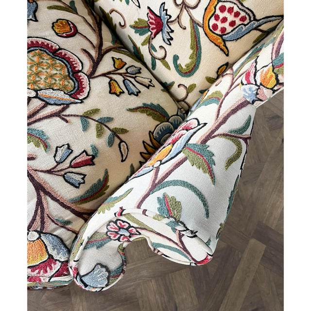 Textile 1990s Southwood Crewel Wingback Chair For Sale - Image 7 of 11