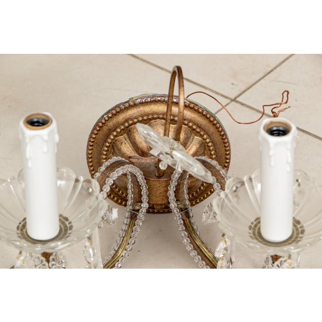 2000 - 2009 Vintage Crystal and Bronze Finished Niermann Weeks Style Two-Arm Wall Sconces—Set of Four For Sale - Image 5 of 7