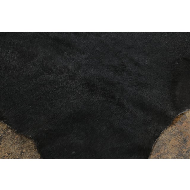 Animal Skin Rug & Kilim’s Contemporary Cowhide Solid Rug in Deep Black For Sale - Image 7 of 9