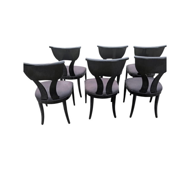 Paint 1980s Postmodern Pietro Costantini "Corfu" Black Lacquer Dining Chairs - Set of 6 For Sale - Image 7 of 17