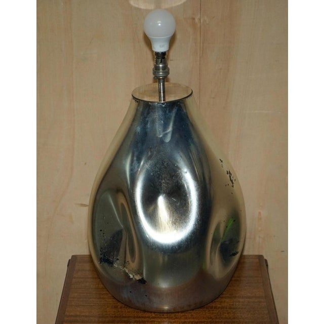 We are delighted to offer for sale this stunning vintage mirrored foxed glass large artistic sculptural table lamp This...