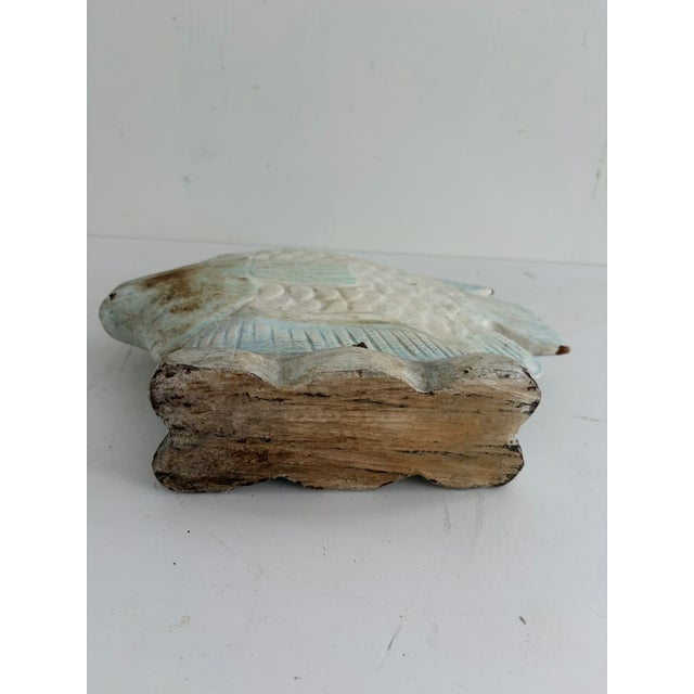 Vintage Hand-Carved Wooden Fish Sculpture – Coastal Sculptural Decor For Sale - Image 12 of 14