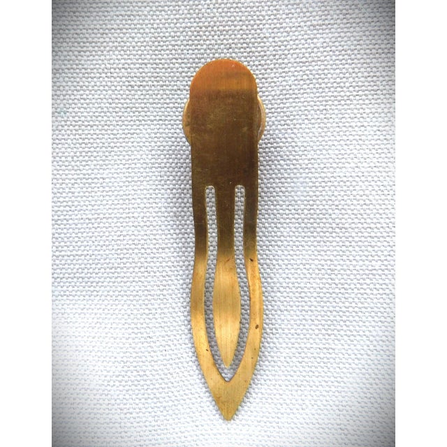 Contemporary Vintage Art Deco Bookmark, Large Pink Crystal Stone, Four Seed Pearls For Sale - Image 3 of 7