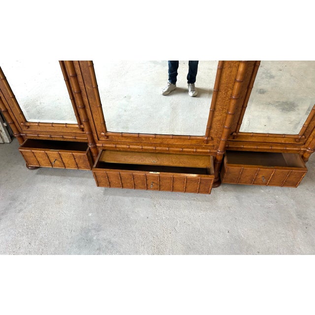 Antique Faux Bamboo Wardrobe with Mirror, Late 19th Century For Sale - Image 15 of 18