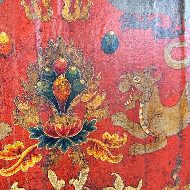 Tibetan Hand-Painted Monastery Door Panel, 1890s For Sale - Image 9 of 18