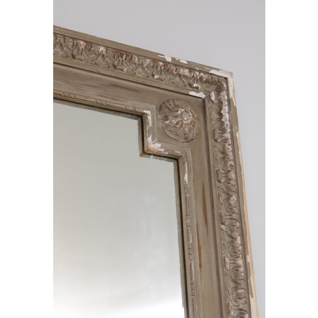 Gray Restoration Hardware Large French Style Carved Hall Mirror For Sale - Image 8 of 12