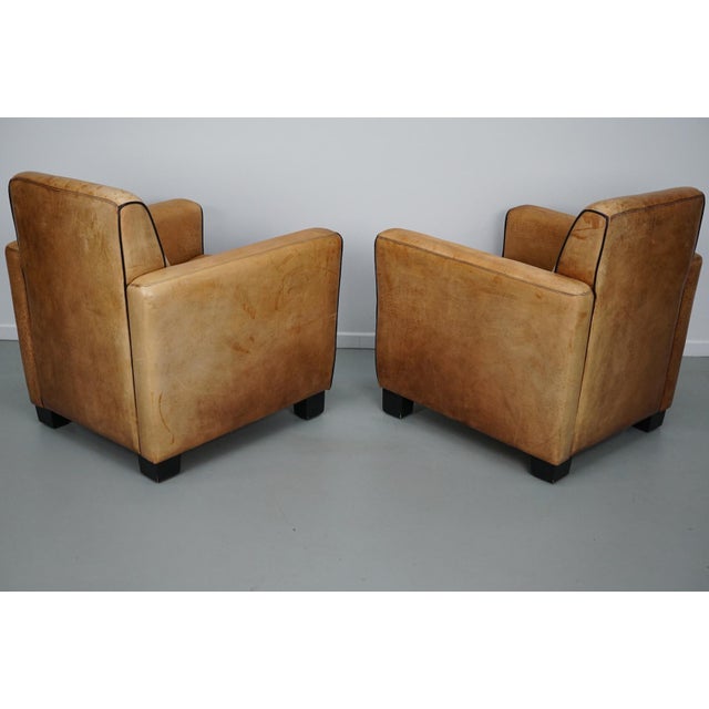 Brown Vintage Dutch Cognac Leather Club Chairs, 1970s, Set of 2 For Sale - Image 8 of 18