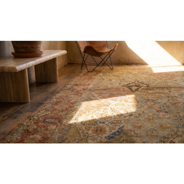 Ivory Beautiful Ivory Background and Rosette Medallion Design Antique Persian Tabriz Rug For Sale - Image 8 of 10