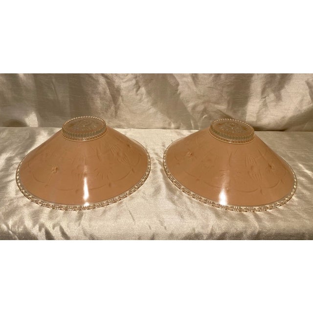 1930s 1930’s Era Blush Art Deco Glass Ceiling Shades-A Pair For Sale - Image 5 of 7