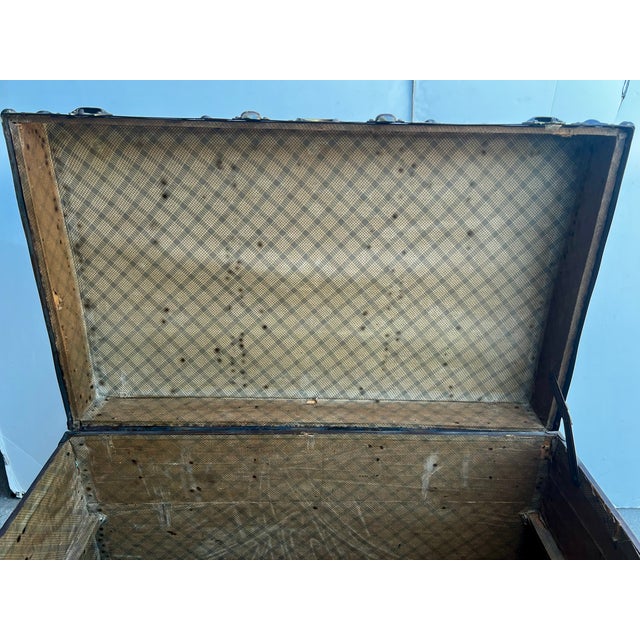 Antique C. W. Weeks Steamer Trunk With Original Key, Circa 1910 For Sale - Image 11 of 11