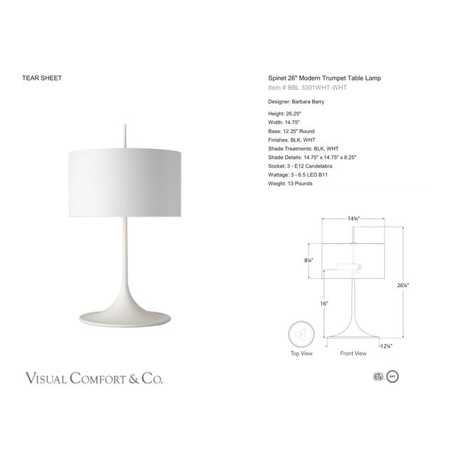 Barbara Barry by Visual Comfort Signature Spinet 26" Modern Trumpet Table Lamp in Matte White with Matte White Shade...