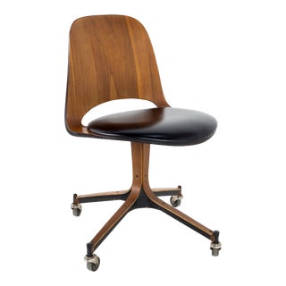 Mid Century Plycraft Walnut Desk Chair For Sale