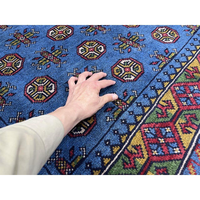 5'1" X 6'5" Blue Turkmen Mori Gul Geometric Rug For Sale - Image 11 of 17