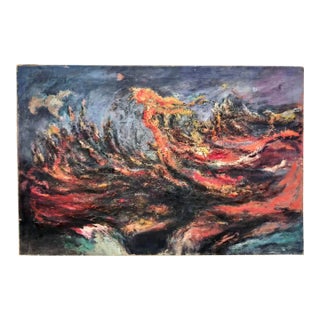 Intense Mid Century Modern Oil Painting For Sale