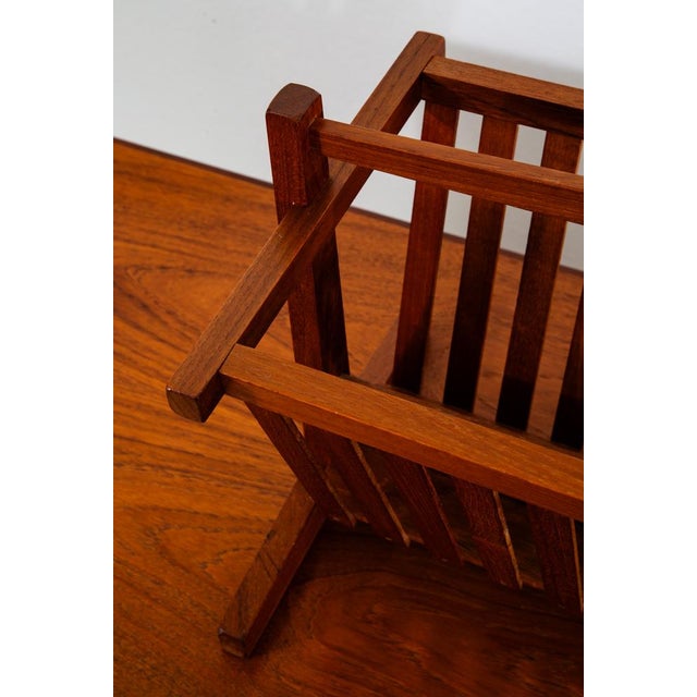 Wood 1960s Vintage Danish Mid Century Modern Folding Magazine Rack Solid Teak For Sale - Image 7 of 9