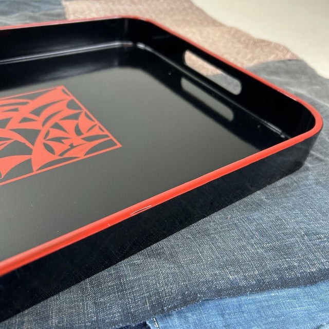 Stylish Japanese tea ceremony tray, 1960s. Dimensions: height 4 cm, width 48 cm, depth 31 cm. This wooden tray is finished...