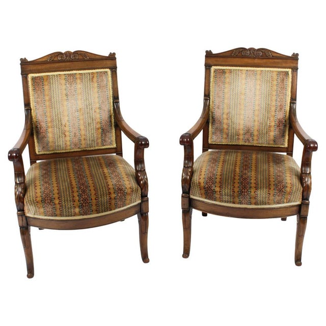 Set of 19th Century French Empire Armchair Fauteuils Chairs For Sale - Image 16 of 16
