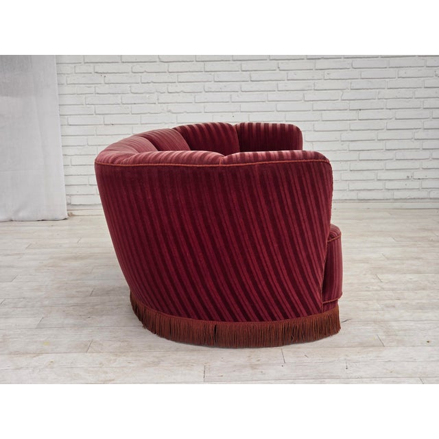 Vintage Danish Two-Seater Banan Sofa in Furniture Velour and Oak, 1960s For Sale - Image 14 of 18