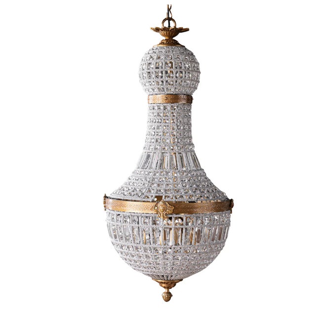 2020s Matthew Izzo Home Bezier Prism Glass Chandelier With Antique Brass Finish Detail Over Iron - Medium For Sale - Image 5 of 5