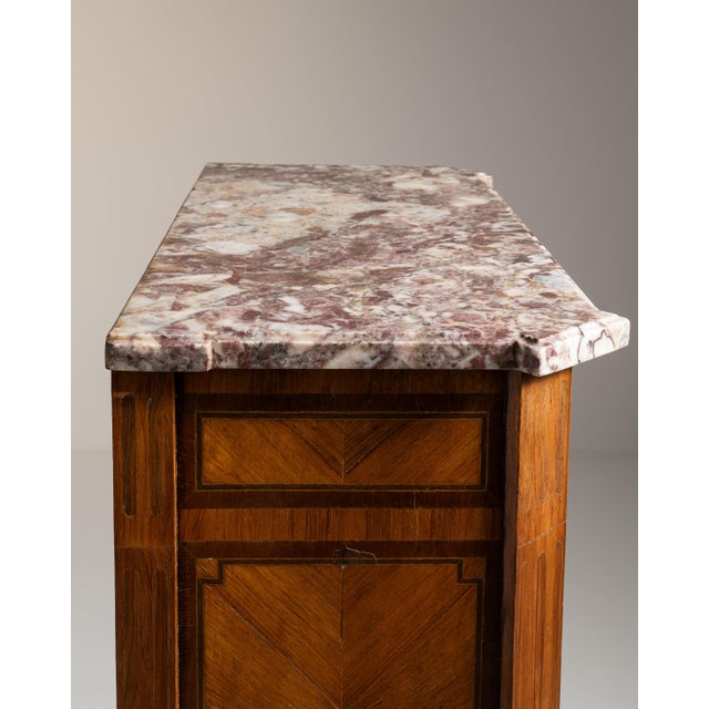19th Century French Amber Louis XVI Secretary Cabinet with Marble Top For Sale - Image 4 of 15