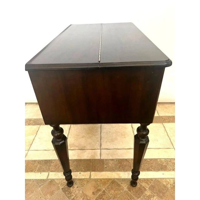 Wood 1920s Victorian Spinet Desk Secretary Two Drawers Pull Out Pad Locking Door For Sale - Image 7 of 10