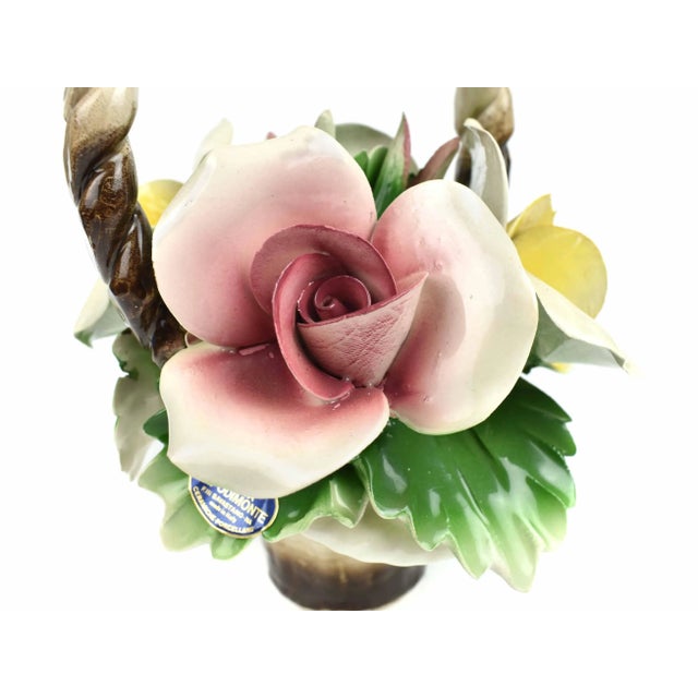 Mid 20th Century Nuona Capodimonte Flower Basket Art For Sale - Image 6 of 10