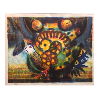 Juan García Ripollés, Spanish Modernist 'Paloma' Colorful Lithograph of a Bird For Sale