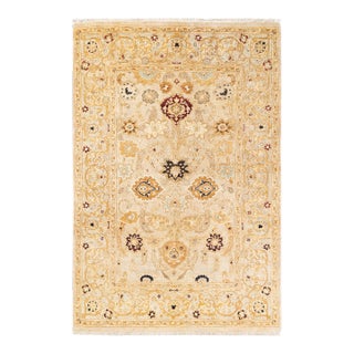 Eclectic, One-of-a-Kind Hand-Knotted Area Rug - Ivory, 5' 2" x 7' 6" For Sale