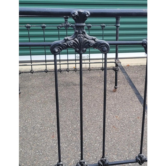 Farmhouse Antique Black Enamel Iron Bed For Sale - Image 3 of 12