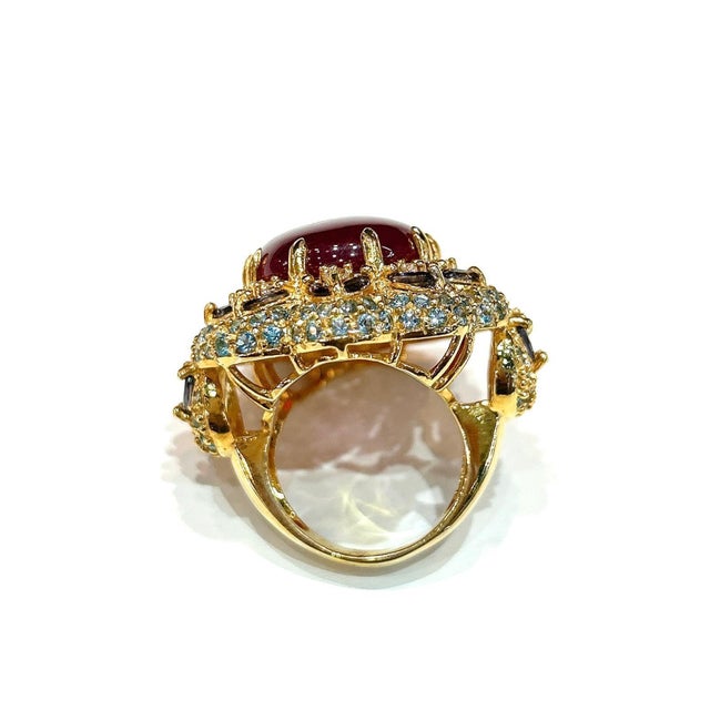 Bochic "Capri" Ruby, Tanzanite, Peridot & Blue Topaz Ring Set 18K Gold & Silver For Sale In New York - Image 6 of 12