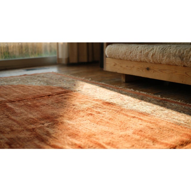 1890s Orange Solid Rustic Antique Sultanabad Persian Rug 12'4" X 16'0" Handknotted Wool Carpet For Sale - Image 9 of 9